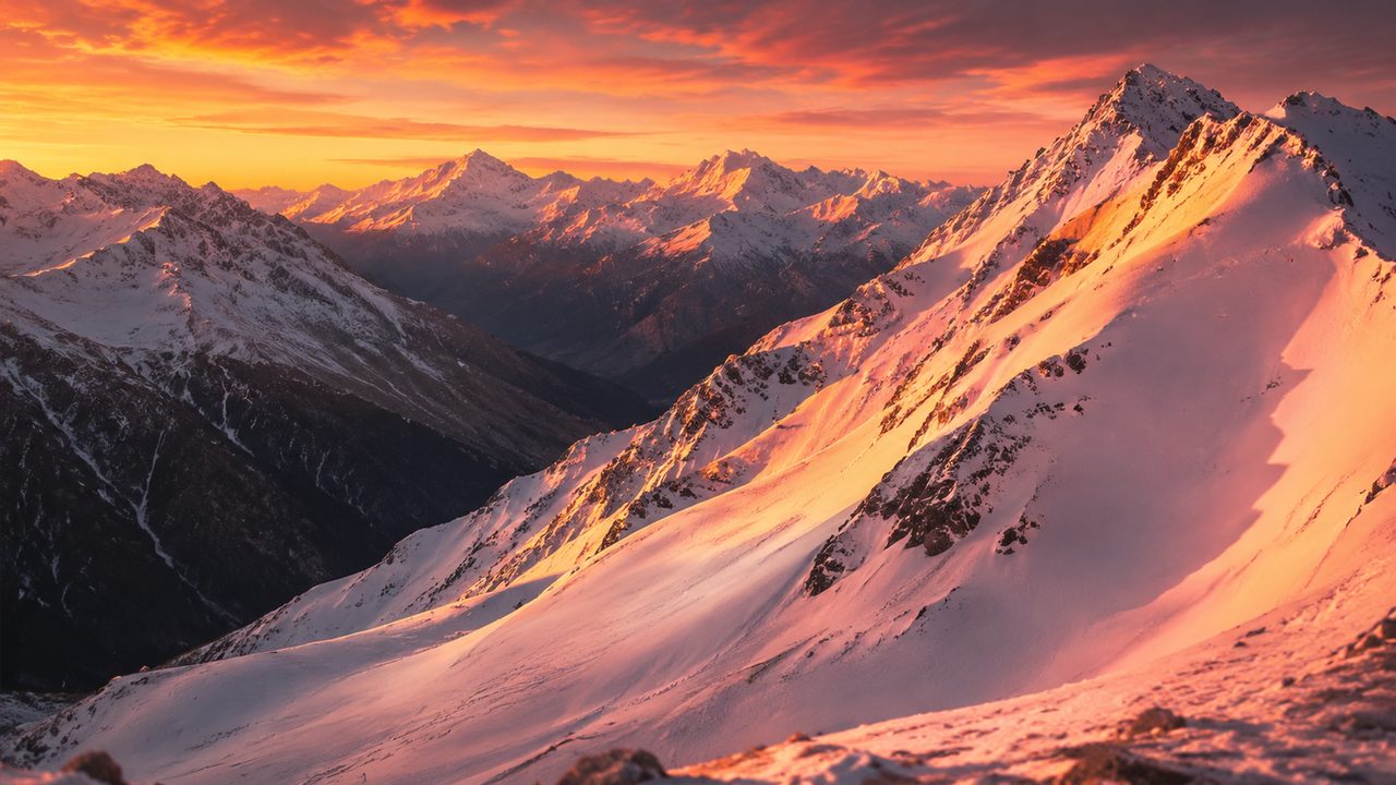 Sonnige Piste im Ötztal mit Gletscherblick