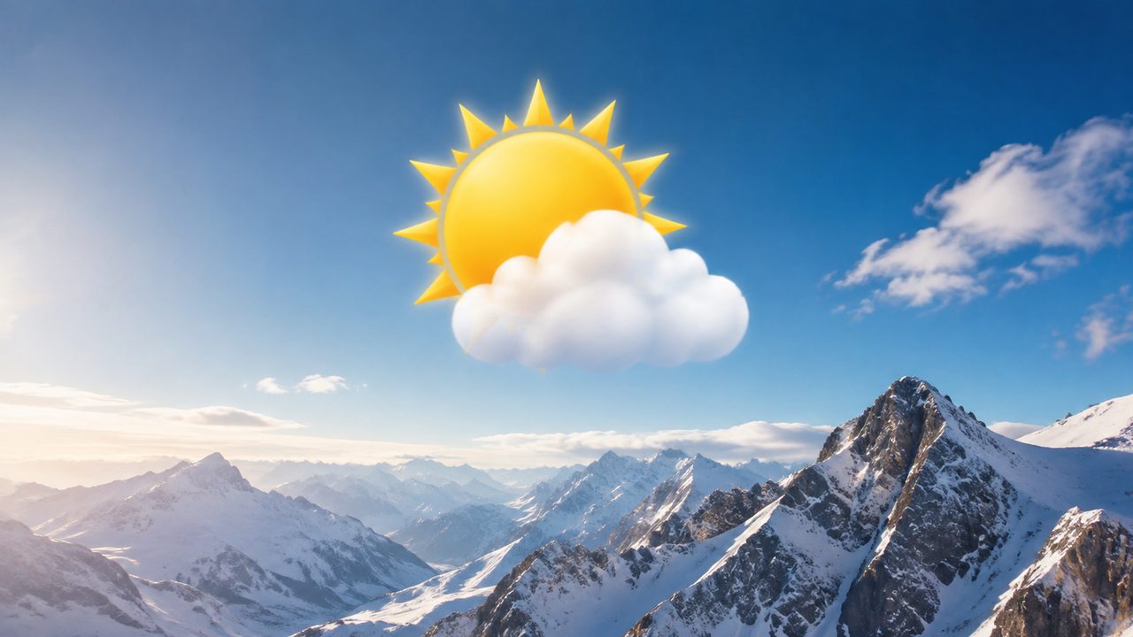 Webcam-Blick auf einen verschneiten Gipfel bei klarem Winterwetter